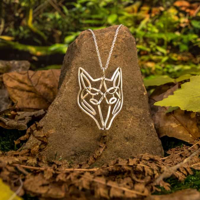 Silver Celtic Fox Pendant