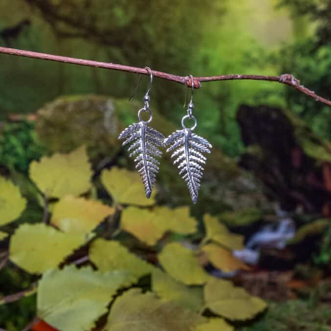 Silver Fern Drop Earrings